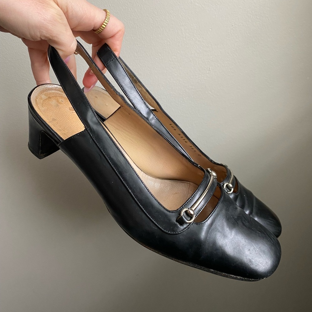 Vintage Gucci Black Slingback Heels - Picture 3 of 5